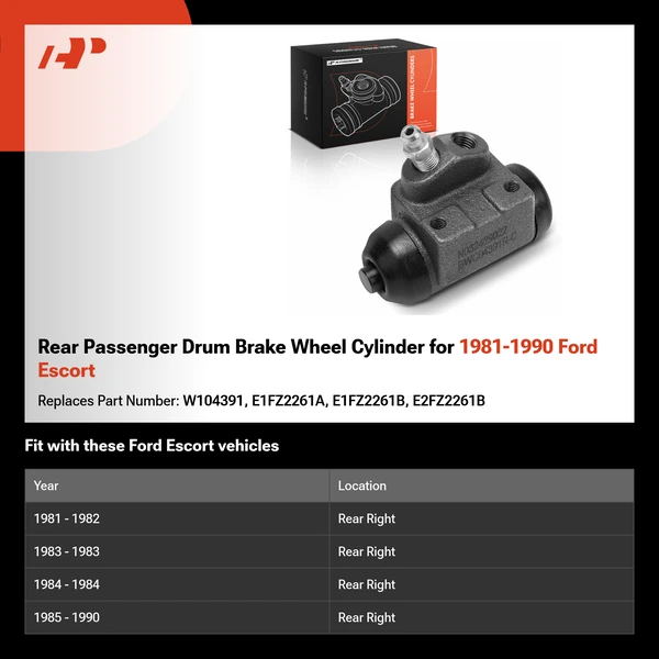 Rear Passenger Drum Brake Wheel Cylinder for 1981-1990 Ford Escort