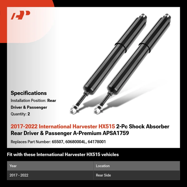 2017-2022 International Harvester HX515 2-Pc Shock Absorber Rear Driver & Passenger A-Premium APSA1759