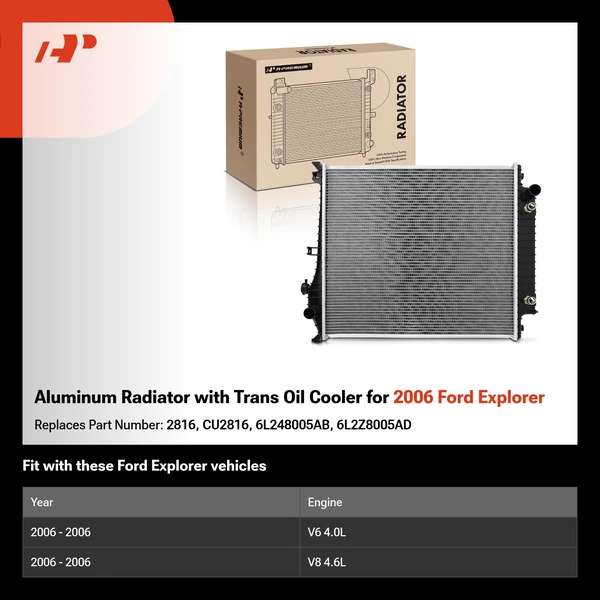 Aluminum Radiator with Trans Oil Cooler for 2006 Ford Explorer
