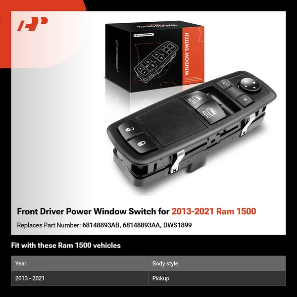 Front Driver Power Window Switch for 2013-2021 Ram 1500
