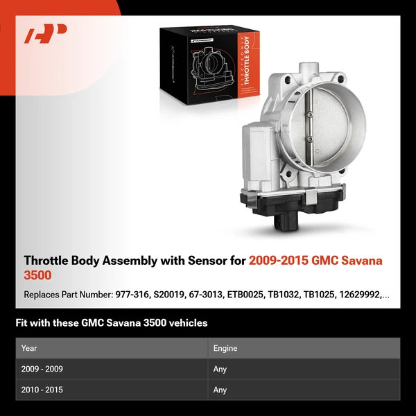 Throttle Body Assembly with Sensor for 2009-2015 GMC Savana 3500