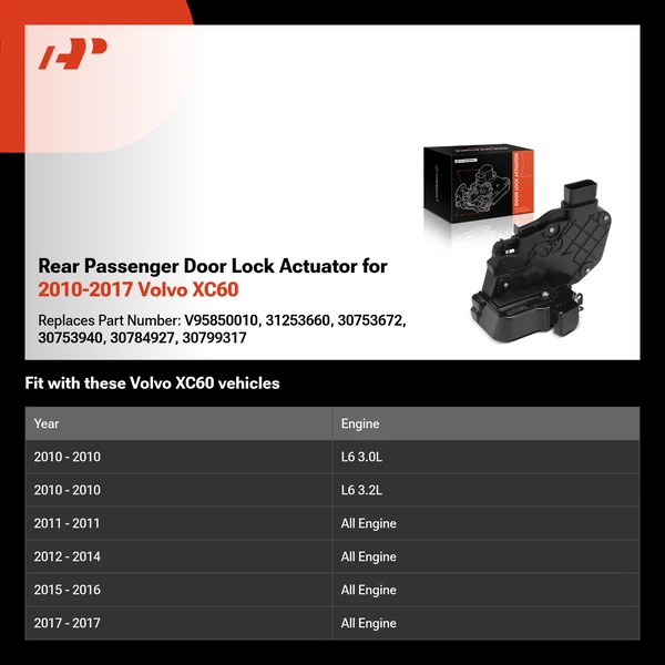 Rear Passenger Door Lock Actuator for 2010-2017 Volvo XC60