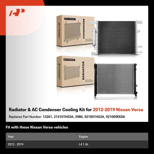 Radiator & AC Condenser Cooling Kit for 2012-2019 Nissan Versa