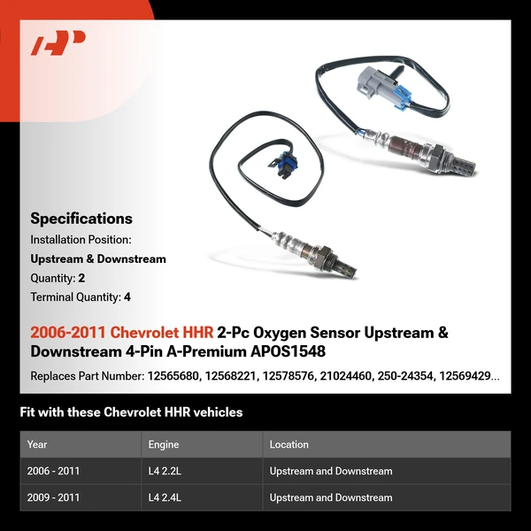 2006-2011 Chevrolet HHR 2-Pc Oxygen Sensor Upstream & Downstream 4-Pin A-Premium APOS1548