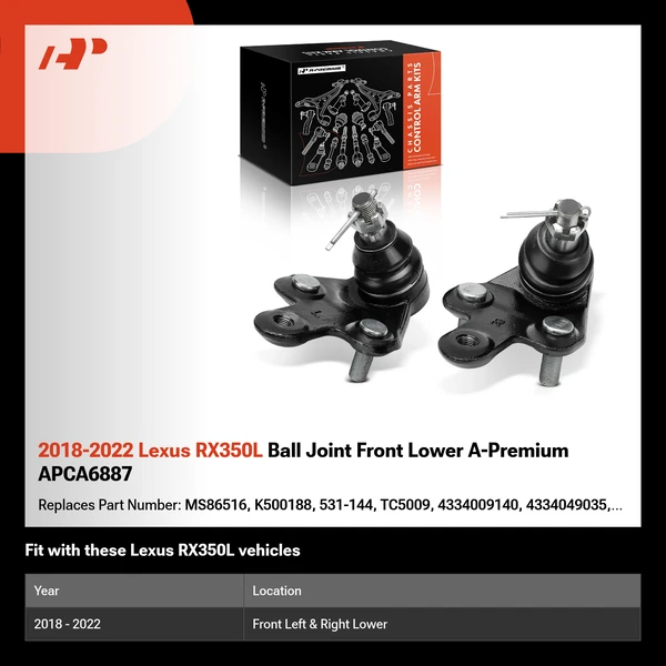 2018-2022 Lexus RX350L Ball Joint Front Lower A-Premium APCA6887