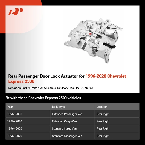 Rear Passenger Door Lock Actuator for 1996-2020 Chevrolet Express 2500
