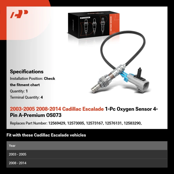 2003-2005 2008-2014 Cadillac Escalade 1-Pc Oxygen Sensor 4-Pin A-Premium OS073
