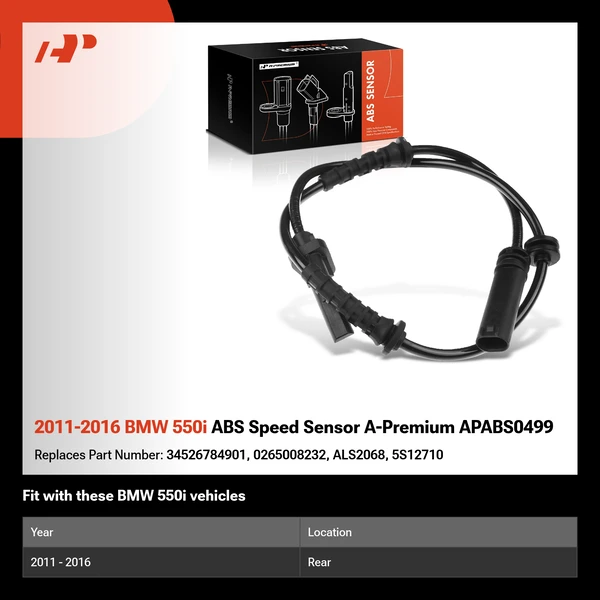 2011-2016 BMW 550i ABS Speed Sensor A-Premium APABS0499