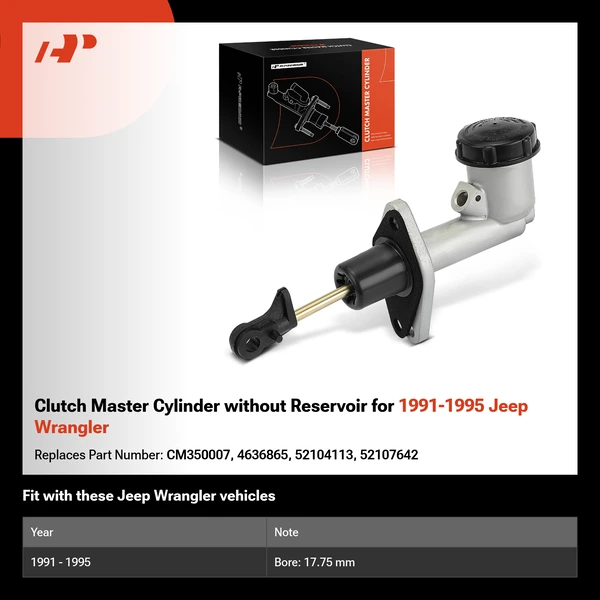 Clutch Master Cylinder without Reservoir for 1991-1995 Jeep Wrangler