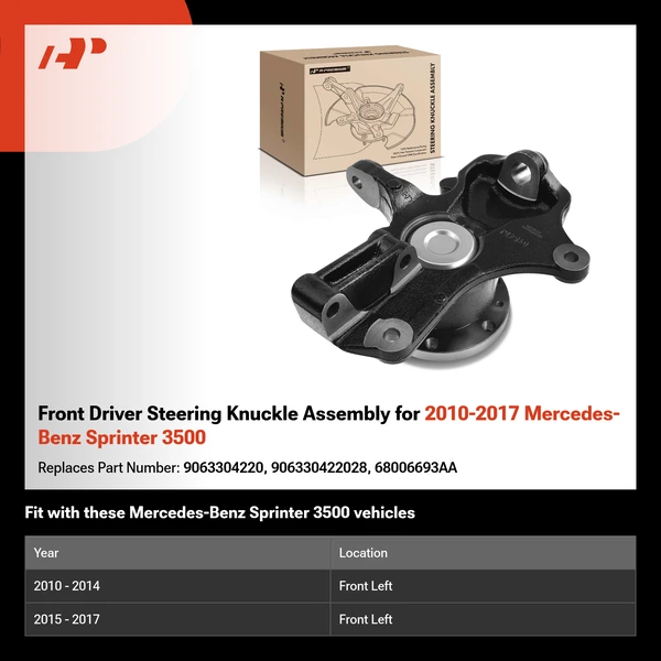 Front Driver Steering Knuckle Assembly for 2010-2017 Mercedes-Benz Sprinter 3500