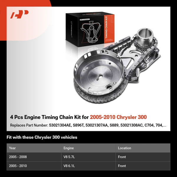 4 Pcs Engine Timing Chain Kit for 2005-2010 Chrysler 300