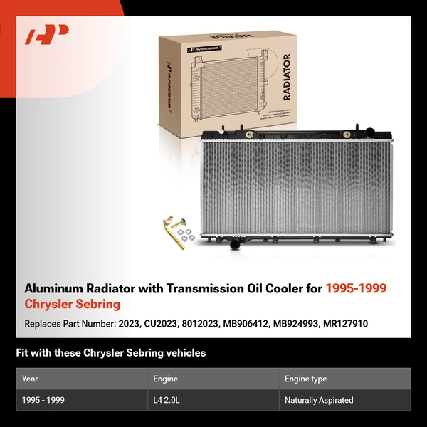 Aluminum Radiator with Transmission Oil Cooler for 1995-1999 Chrysler Sebring