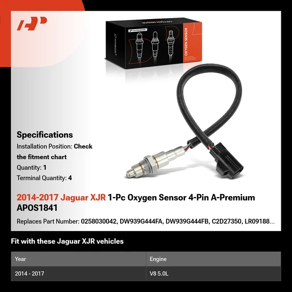 2014-2017 Jaguar XJR 1-Pc Oxygen Sensor 4-Pin A-Premium APOS1841