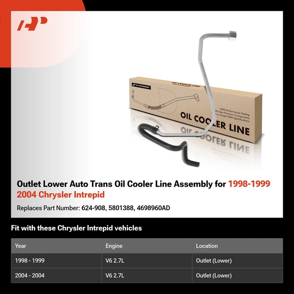 Outlet Lower Auto Trans Oil Cooler Line Assembly for 1998-1999 2004 Chrysler Intrepid