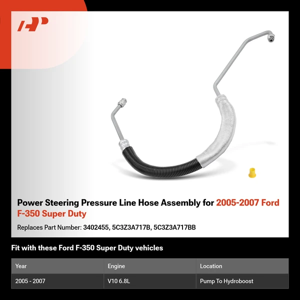 Power Steering Pressure Line Hose Assembly for 2005-2007 Ford F-350 Super Duty