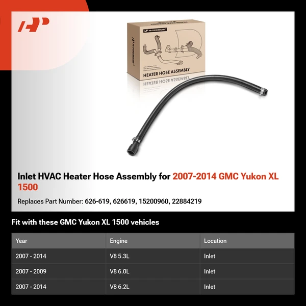 Inlet HVAC Heater Hose Assembly for 2007-2014 GMC Yukon XL 1500