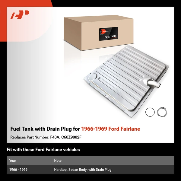 Fuel Tank with Drain Plug for 1966-1969 Ford Fairlane