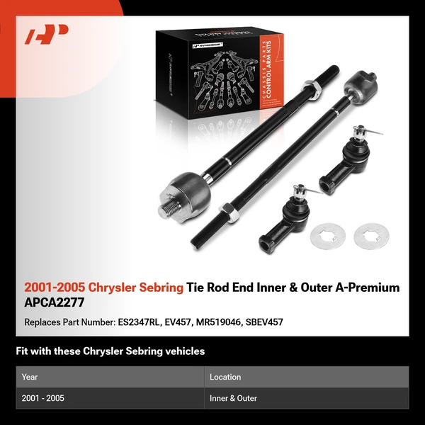 2001-2005 Chrysler Sebring Tie Rod End Inner & Outer A-Premium APCA2277