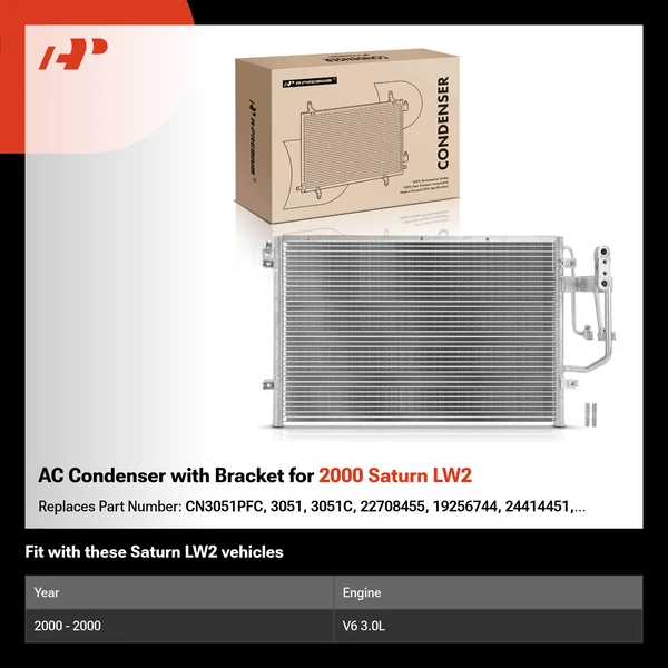 AC Condenser with Bracket for 2000 Saturn LW2