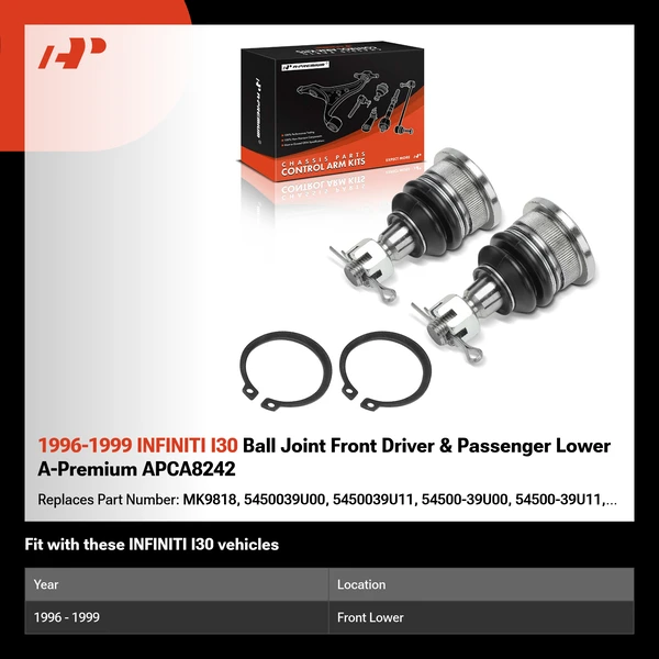 1996-1999 INFINITI I30 Ball Joint Front Driver & Passenger Lower A-Premium APCA8242