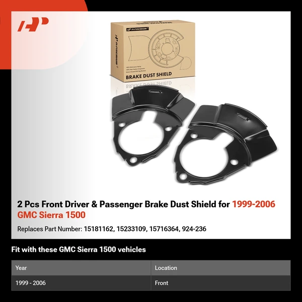 2 Pcs Front Driver & Passenger Brake Dust Shield for 1999-2006 GMC Sierra 1500