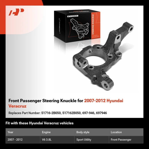 Front Passenger Steering Knuckle for 2007-2012 Hyundai Veracruz