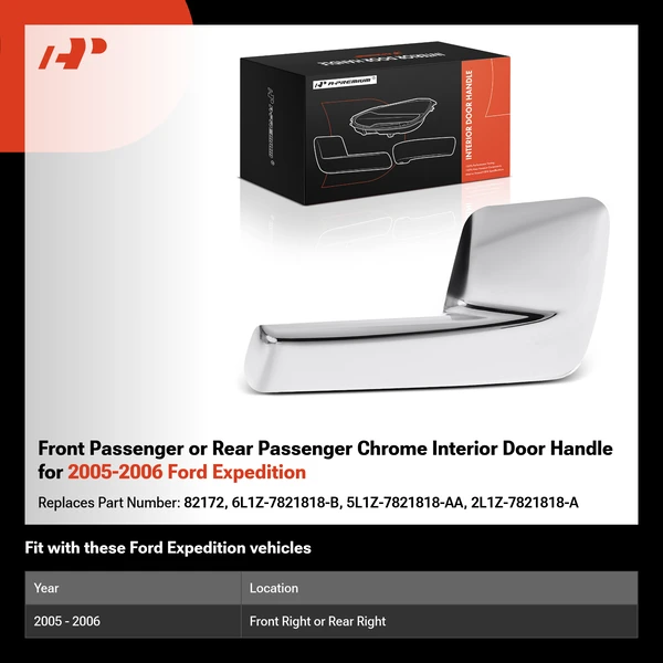 Front Passenger or Rear Passenger Chrome Interior Door Handle for 2005-2006 Ford Expedition