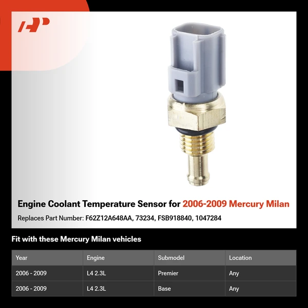 Engine Coolant Temperature Sensor for 2006-2009 Mercury Milan