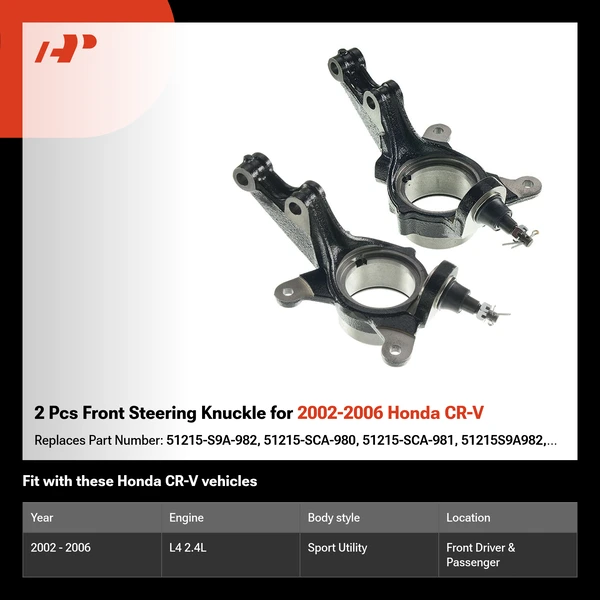 2 Pcs Front Steering Knuckle for 2002-2006 Honda CR-V