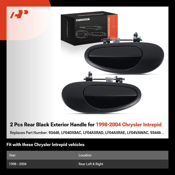 2 Pcs Rear Black Exterior Handle for 1998-2004 Chrysler Intrepid