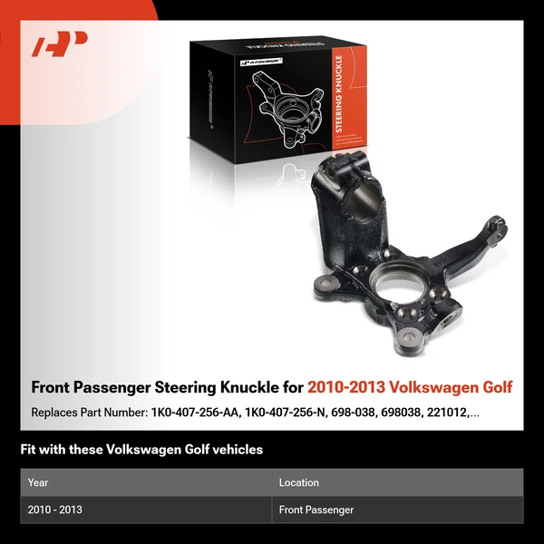 Front Passenger Steering Knuckle for 2010-2013 Volkswagen Golf