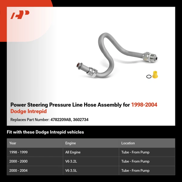 Power Steering Pressure Line Hose Assembly for 1998-2004 Dodge Intrepid