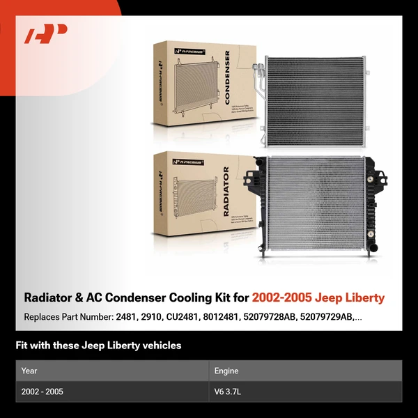 Radiator & AC Condenser Cooling Kit for 2002-2005 Jeep Liberty