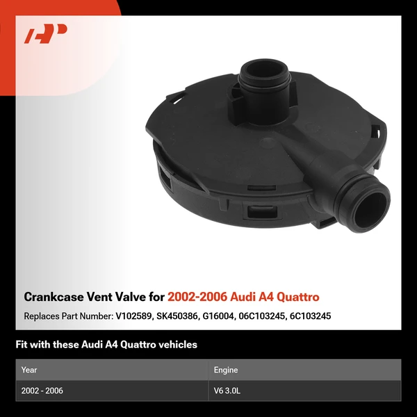 Crankcase Vent Valve for 2002-2006 Audi A4 Quattro