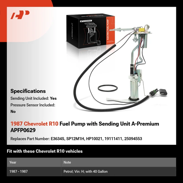 1987 Chevrolet R10 Fuel Pump with Sending Unit A-Premium APFP0629