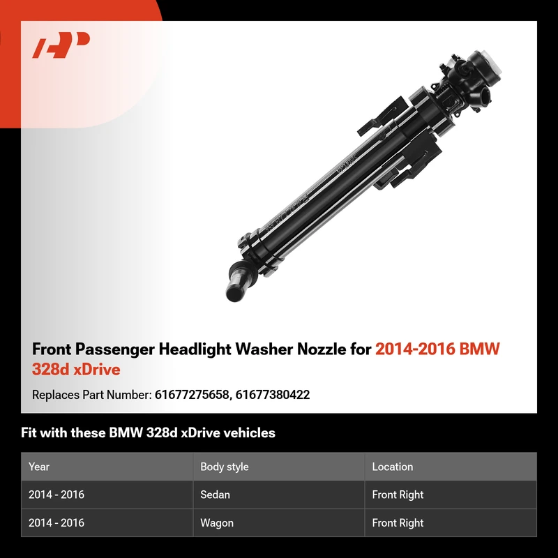 Front Passenger Headlight Washer Nozzle for 2014-2016 BMW 328d xDrive