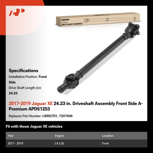 2017-2019 Jaguar XE 24.23 in. Driveshaft Assembly Front Side A-Premium APDS1253