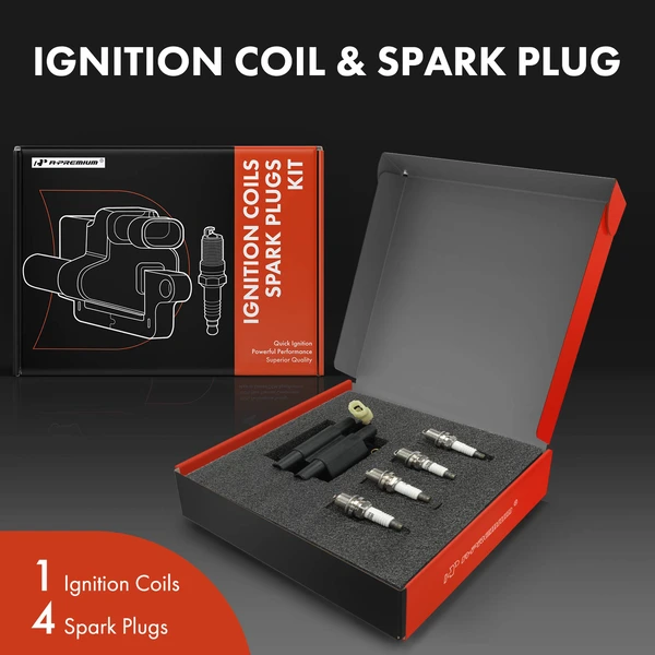 Ignition Coil and Spark Plug Kit Set of 5 Iridium & Platinum Series, 3-Blade Terminal A-Premium APIC0904