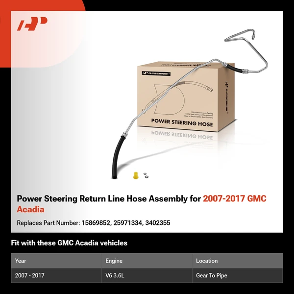 Power Steering Return Line Hose Assembly for 2007-2017 GMC Acadia