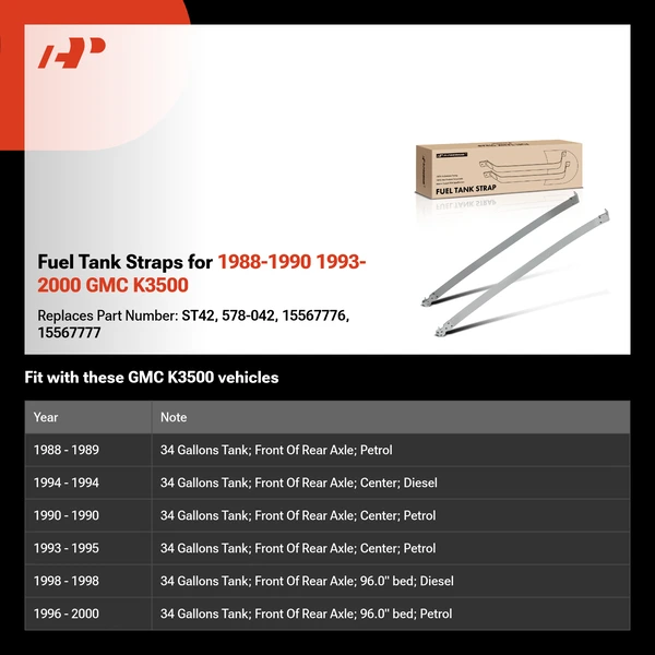 Fuel Tank Straps for 1988-1990 1993-2000 GMC K3500