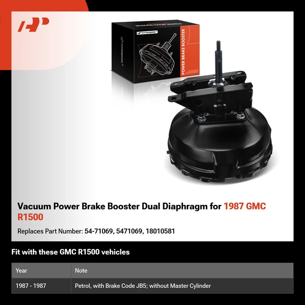 Vacuum Power Brake Booster Dual Diaphragm for 1987 GMC R1500