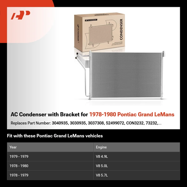 AC Condenser with Bracket for 1978-1980 Pontiac Grand LeMans