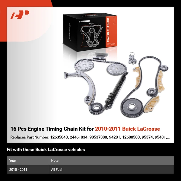 16 Pcs Engine Timing Chain Kit for 2010-2011 Buick LaCrosse
