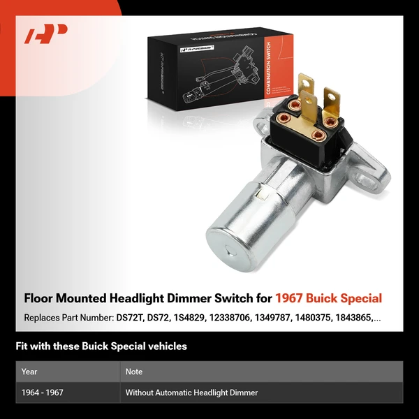 Floor Mounted Headlight Dimmer Switch for 1967 Buick Special