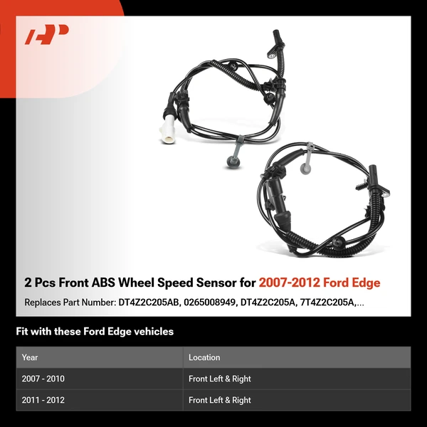 2 Pcs Front ABS Wheel Speed Sensor for 2007-2012 Ford Edge