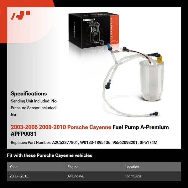 2003-2006 2008-2010 Porsche Cayenne Fuel Pump A-Premium APFP0031