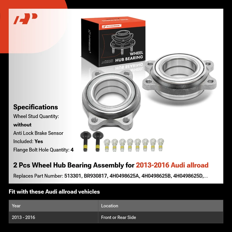 2 Pcs Wheel Hub Bearing Assembly for 2013-2016 Audi allroad