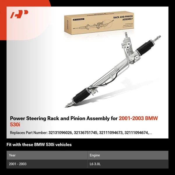 Power Steering Rack and Pinion Assembly for 2001-2003 BMW 530i