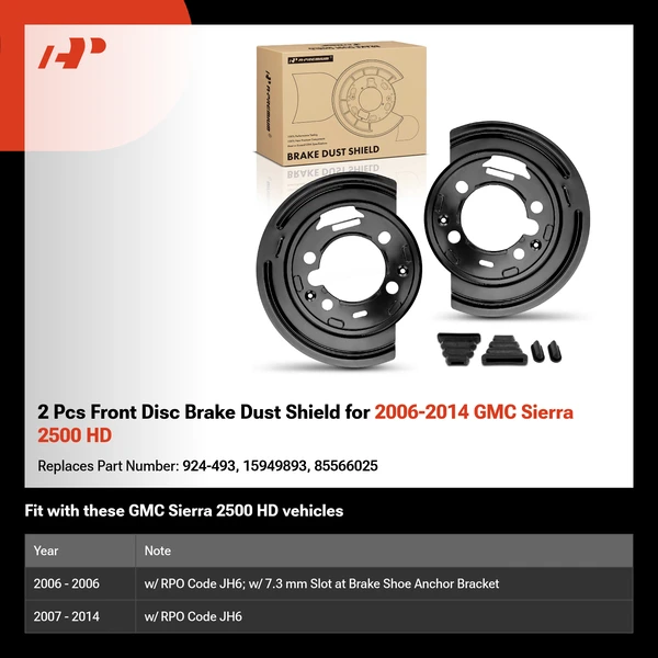 2 Pcs Front Disc Brake Dust Shield for 2006-2014 GMC Sierra 2500 HD