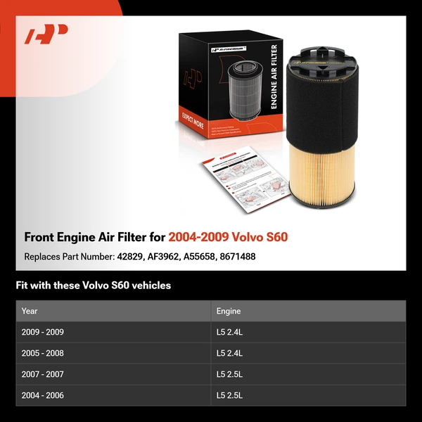Front Engine Air Filter for 2004-2009 Volvo S60